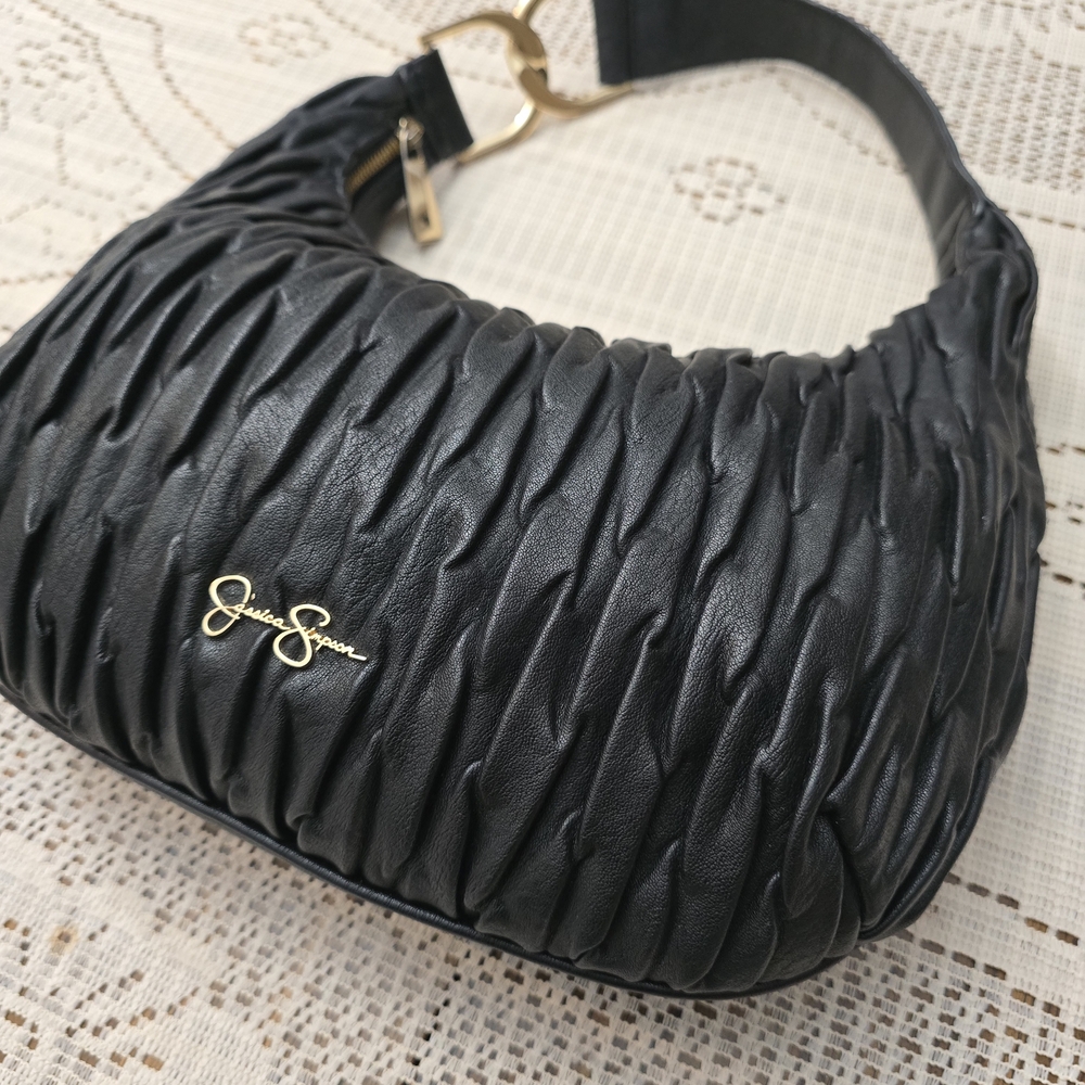 Jessica Simpson Black Ruched Shoulder Bag